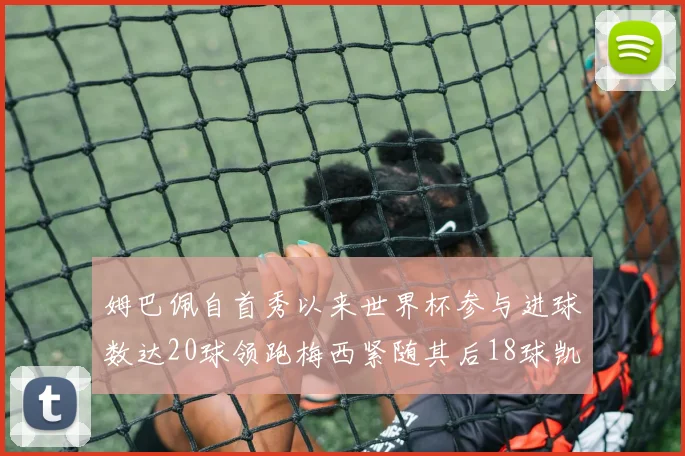 姆巴佩自首秀以来世界杯参与进球数达20球领跑梅西紧随其后18球凯恩则有13球